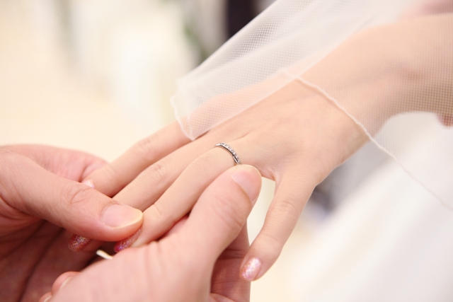 結婚指輪と女性の手